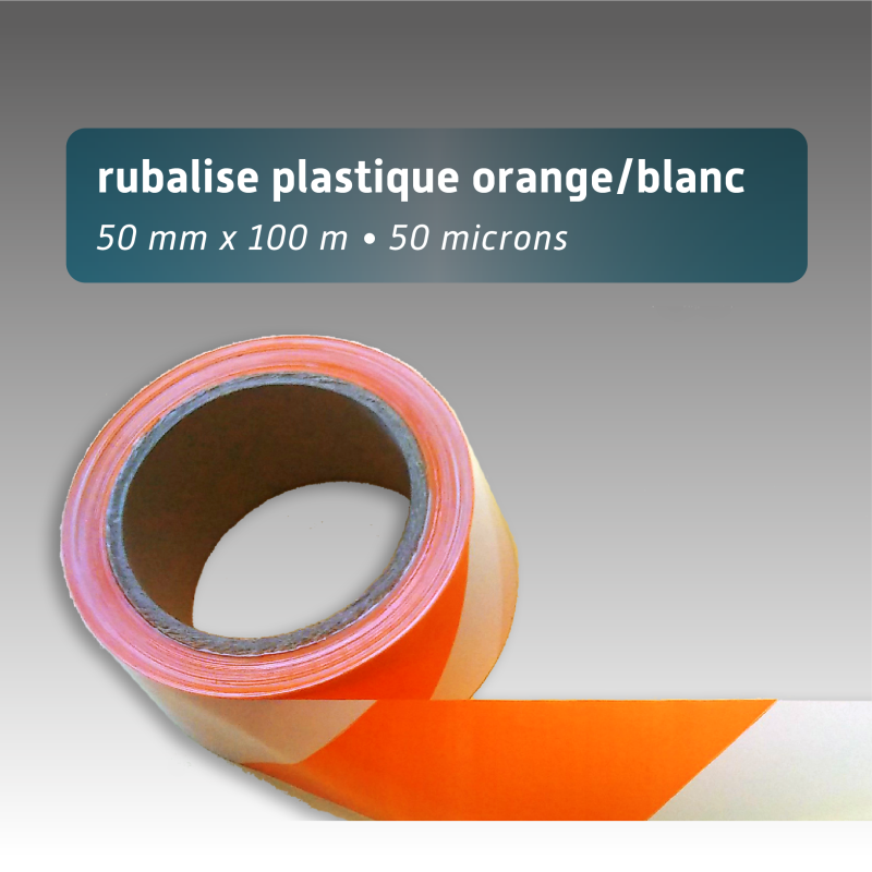Rubalise plastique 50mm*100m - orange/blanc Rubalise plastique 50mm*100m - orange/blanc