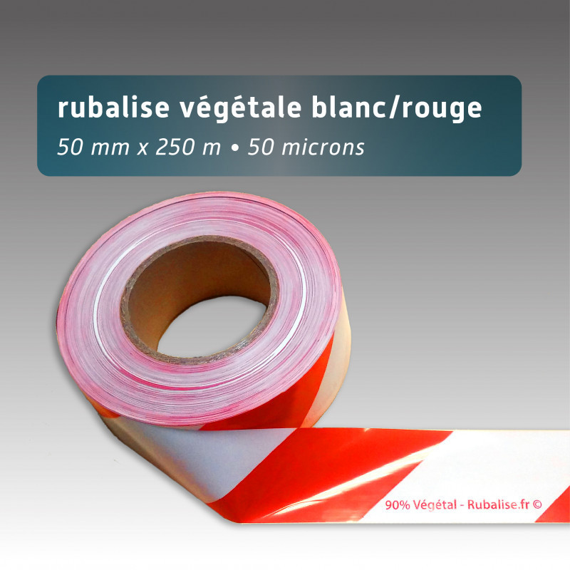 Rubalise blanche et rouge végétale 50mm*250m Rubalise blanche et rouge végétale 50mm*250m