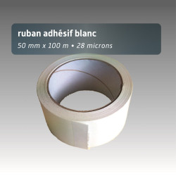 Ruban adhésif plastique 50mm*66m - couleur unie - blanc