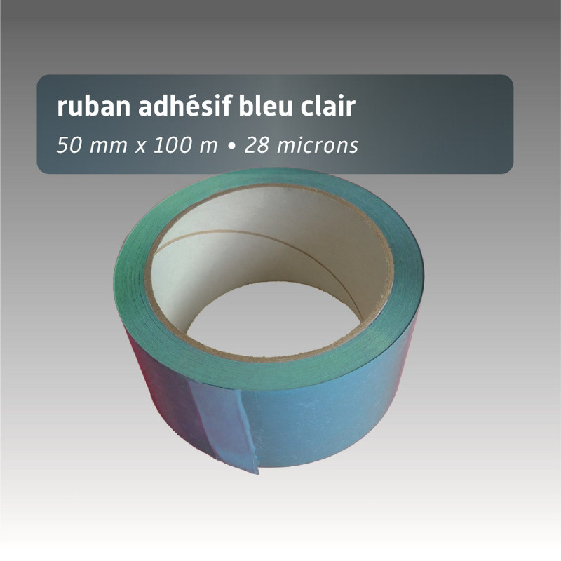 Ruban adhésif plastique 50mm*66m - couleur unie - bleu clair Ruban adhésif plastique 50mm*66m - couleur unie - bleu clair