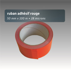 Ruban adhésif plastique 50mm*66m - couleur unie - rouge