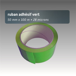 Ruban adhésif plastique 50mm*66m - couleur unie - vert