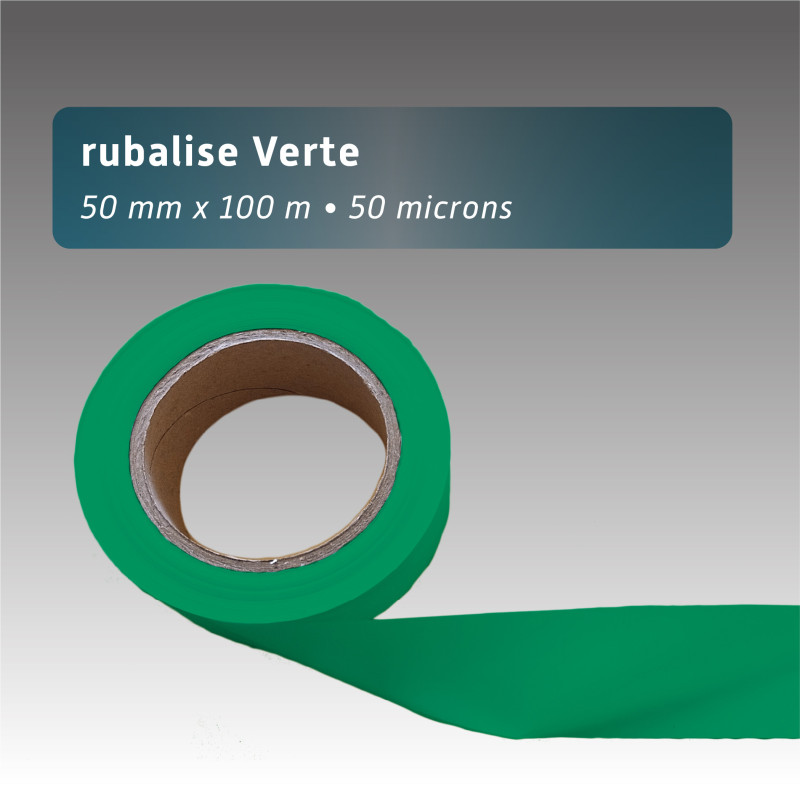 Rubalise plastique unie 50mm*100m - verte