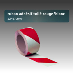Ruban adhésif toilé rouge/blanc 48*33 duct