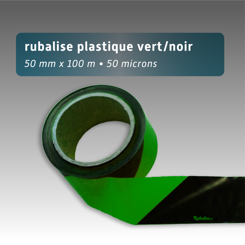 Rubalise plastique 50mm*100m - vert/noir