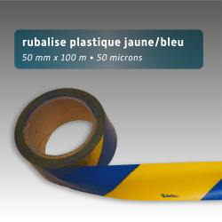 Rubalise plastique 50mm*100m - jaune/bleu