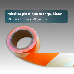 Rubalise plastique 50mm*100m - Orange/Blanc