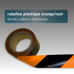 Rubalise plastique 50mm*100m - Orange/Noir