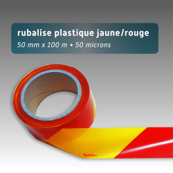 Rubalise plastique 50mm*100m - Rouge/Jaune
