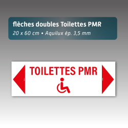 Flèche Toilette PMR Aquilux Double 20×60 cm – Plaque Signalétique 3,5 mm