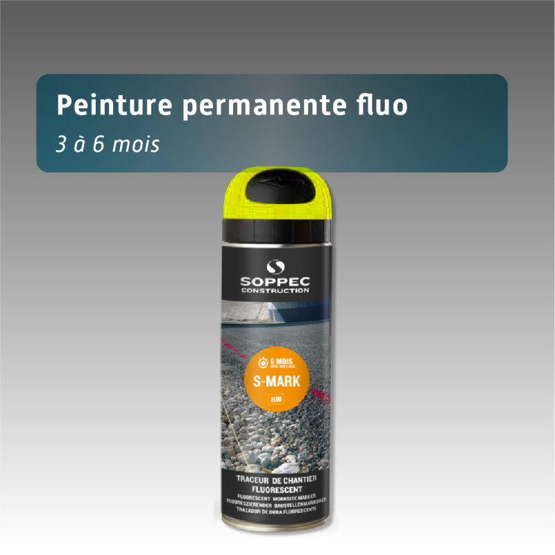 Bombe de marquage fluo peinture permanente - 3 à 6 mois - 7 coloris