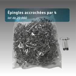 Épingles à nourrice de course 28 mm – Lot de 20 000 (attachées par 4) pour dossards sportifs
