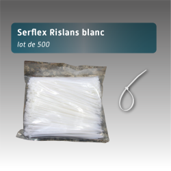 Colliers de Serrage Serflex Rislans Blancs 20 cm - Lot de 500 pour Dossards Vélo VTT