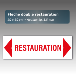 Flèche Aquilux Restauration 20x60 cm | Panneau Directionnel Découpable