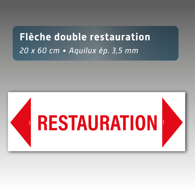 Flèche Aquilux Restauration 20x60 cm | Panneau Directionnel Découpable