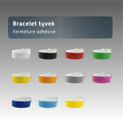 Bracelet Tyvex fermeture adhésive - plusieurs couleurs disponibles - personnalisable