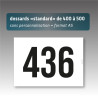 Dossards A5 numérotés 400 à 500 sans personnalisation | Impression noire