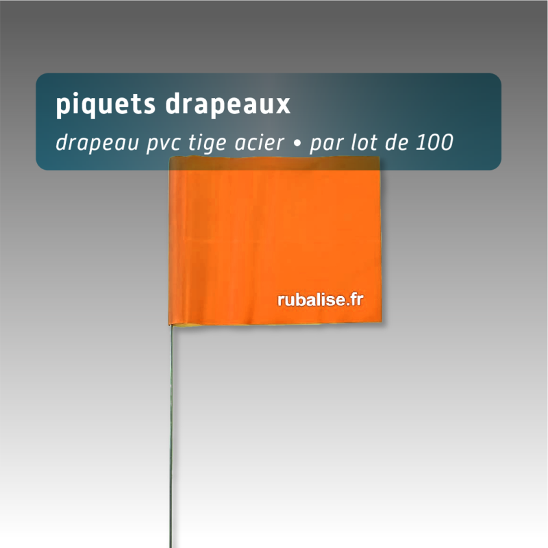piquet drapeau signalisation 40cm - lot 100 pour baliser un parcours sol dur solide et durable