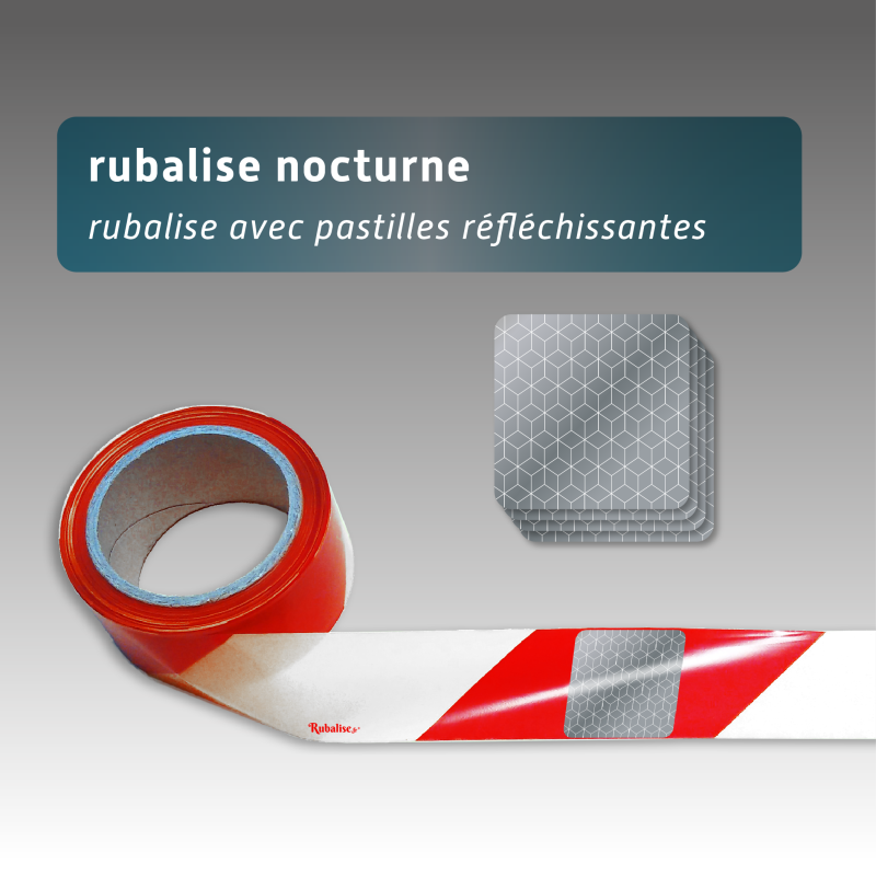 Rubalise réfléchissante de nuit 50mm x 100m | Balisage