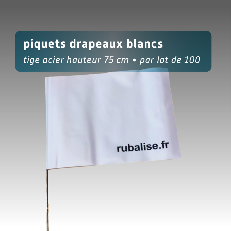 Lot de 100 piquets drapeaux 75cm - 4 coloris