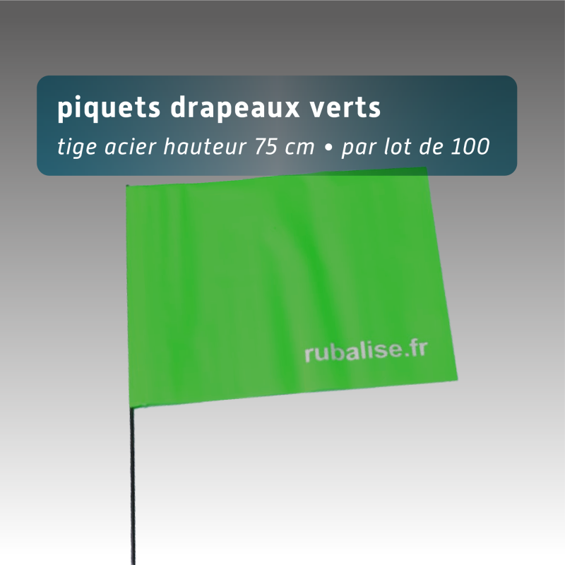 Lot de 100 piquets drapeaux 75cm - 4 coloris