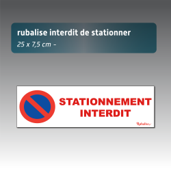 Rubalise « Interdit de stationner » blanche - 75 mm x 250 m