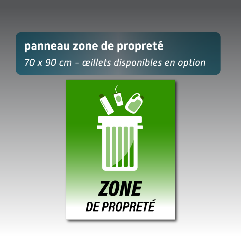 Panneau Zone de propreté - Aquilux 70 x 90 cm